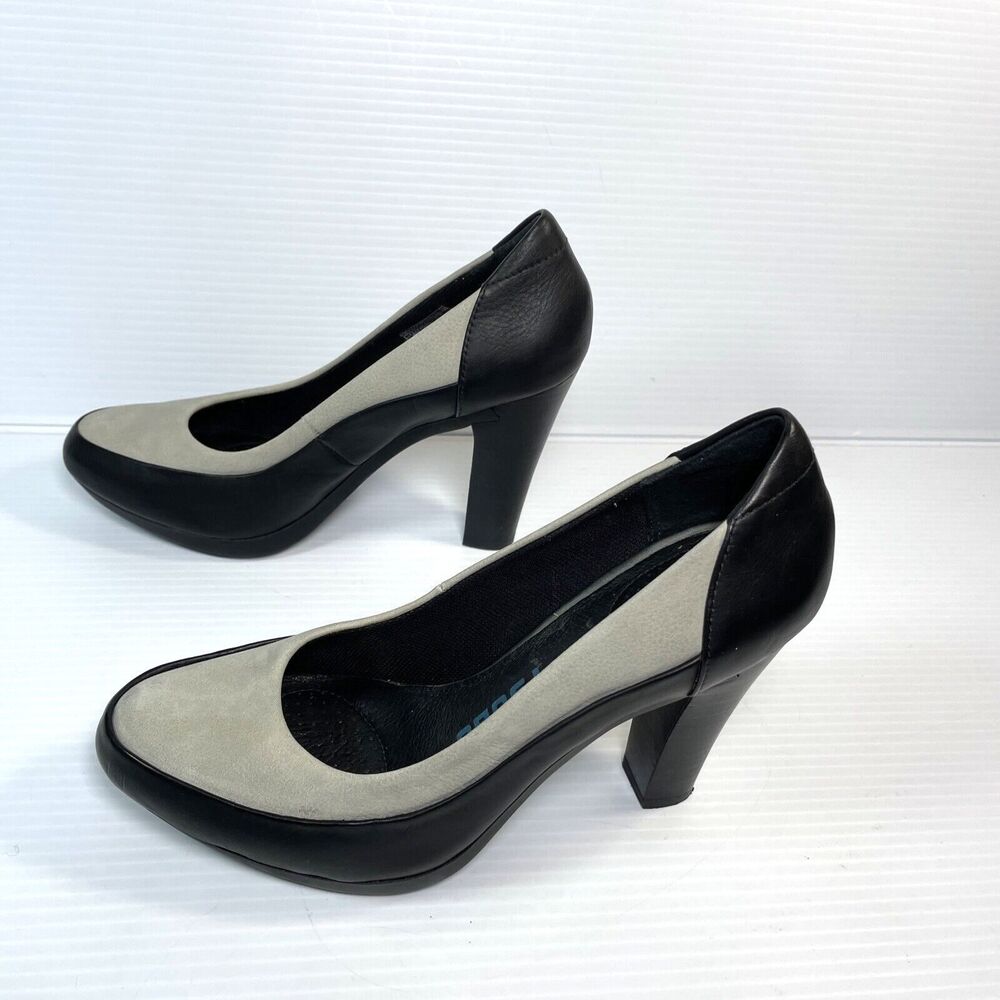 NEW Womens TSUBO black & gray leather & suede pump shoes sz 7.5 M - Picture 3 of 11